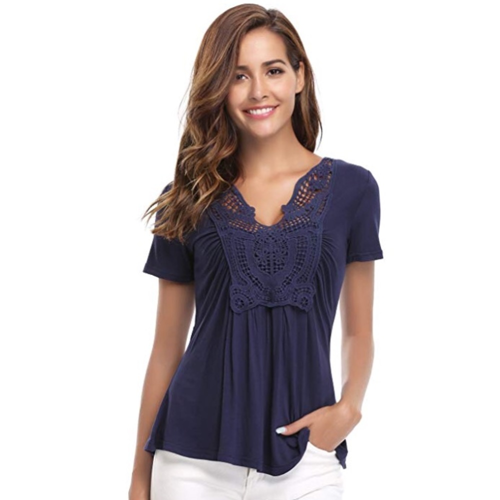 💫FARRAH Womens Lace Ruched Front Blouse💫
